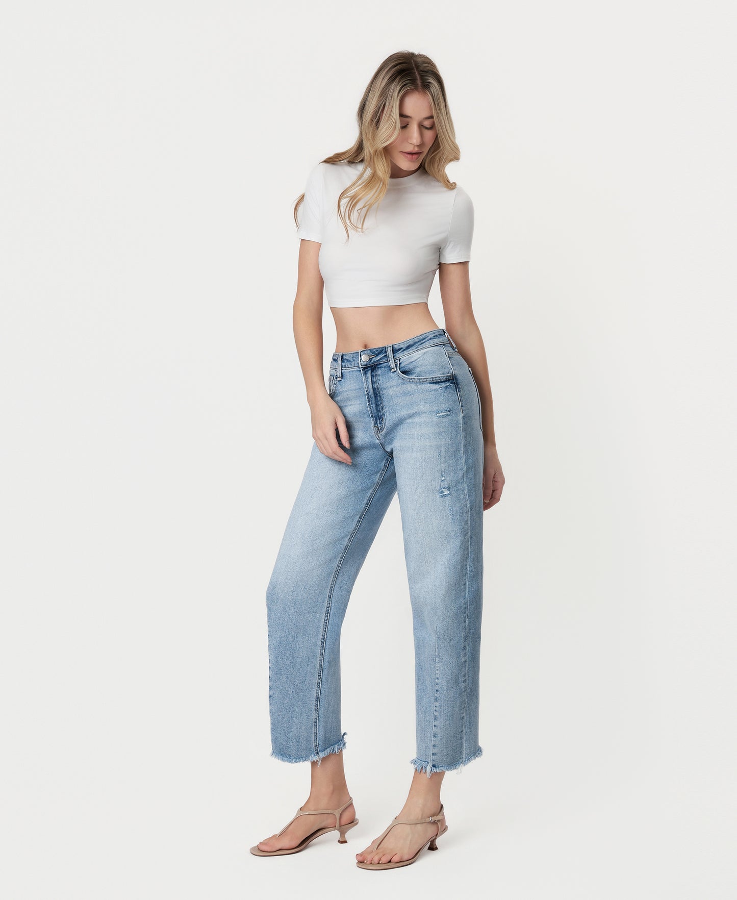 Left 45 degrees product image of Tantalizing - Super High Rise Barrel Jeans