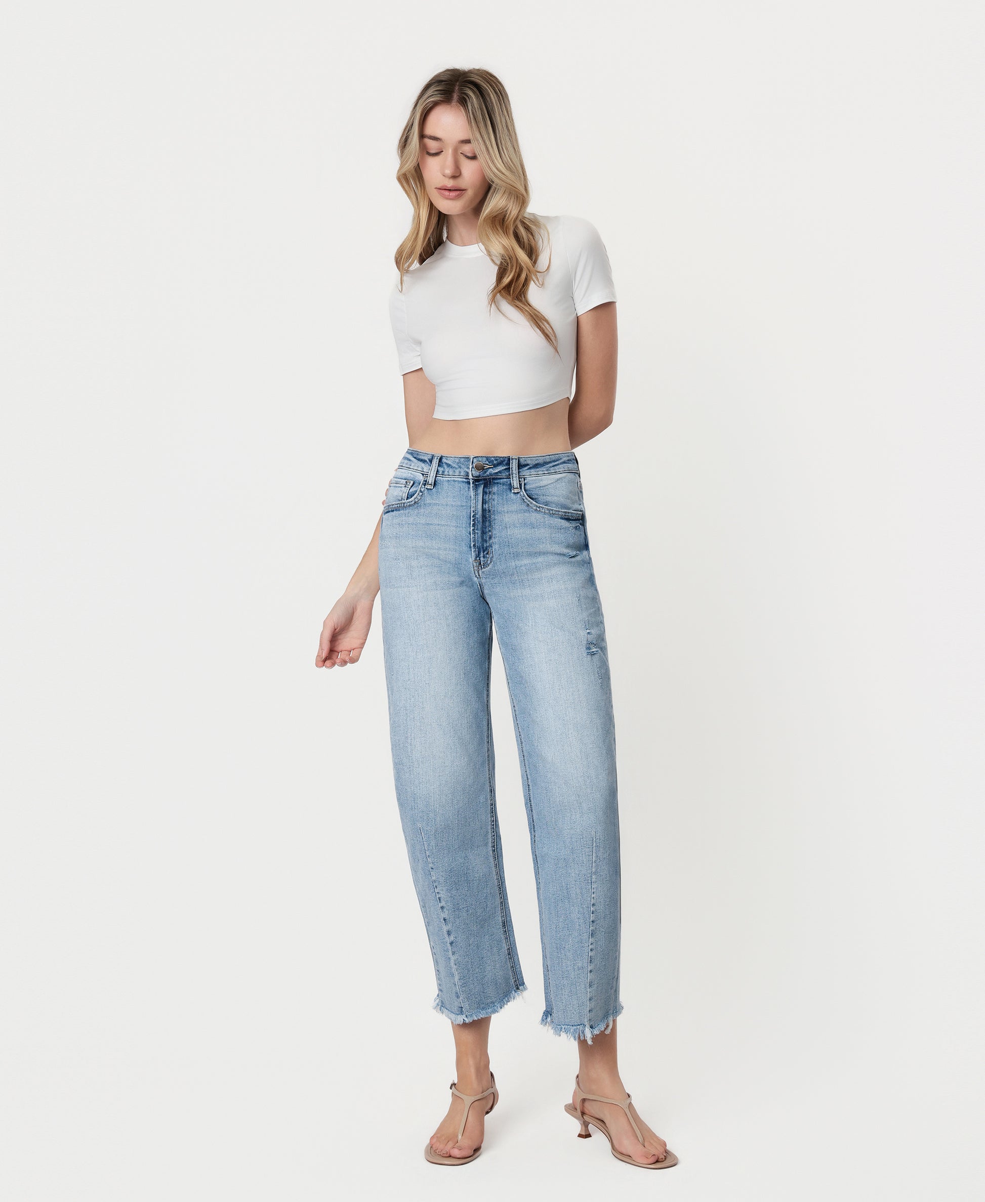 Front product images of Tantalizing - Super High Rise Barrel Jeans