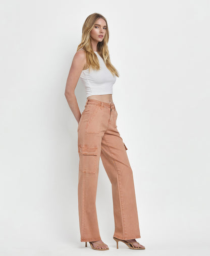 Right 45 degrees product image of Cork - High Rise Utility Cargo Vintage Wide Leg Jeans