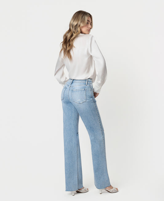 Back product images of Dexterity - High Rise Distressed Slim Wide Leg Jeans