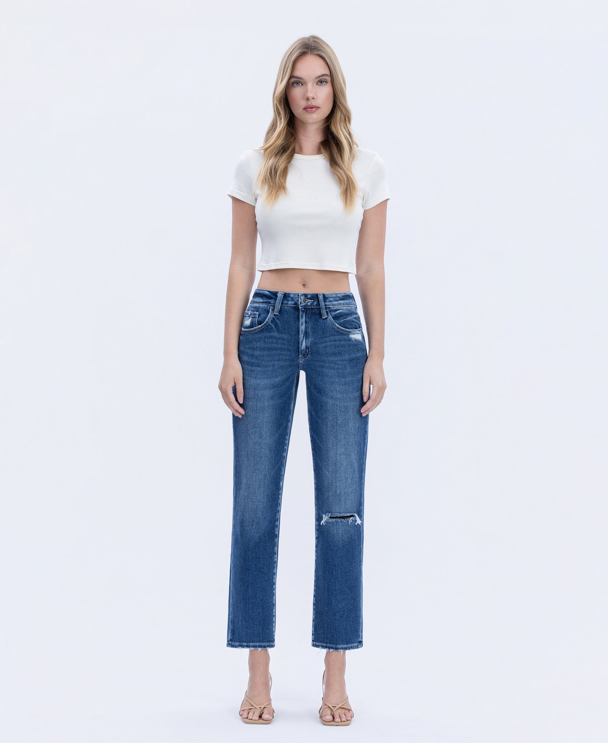 Front product images of Accumulate - High Rise Ankle Straight Jeans