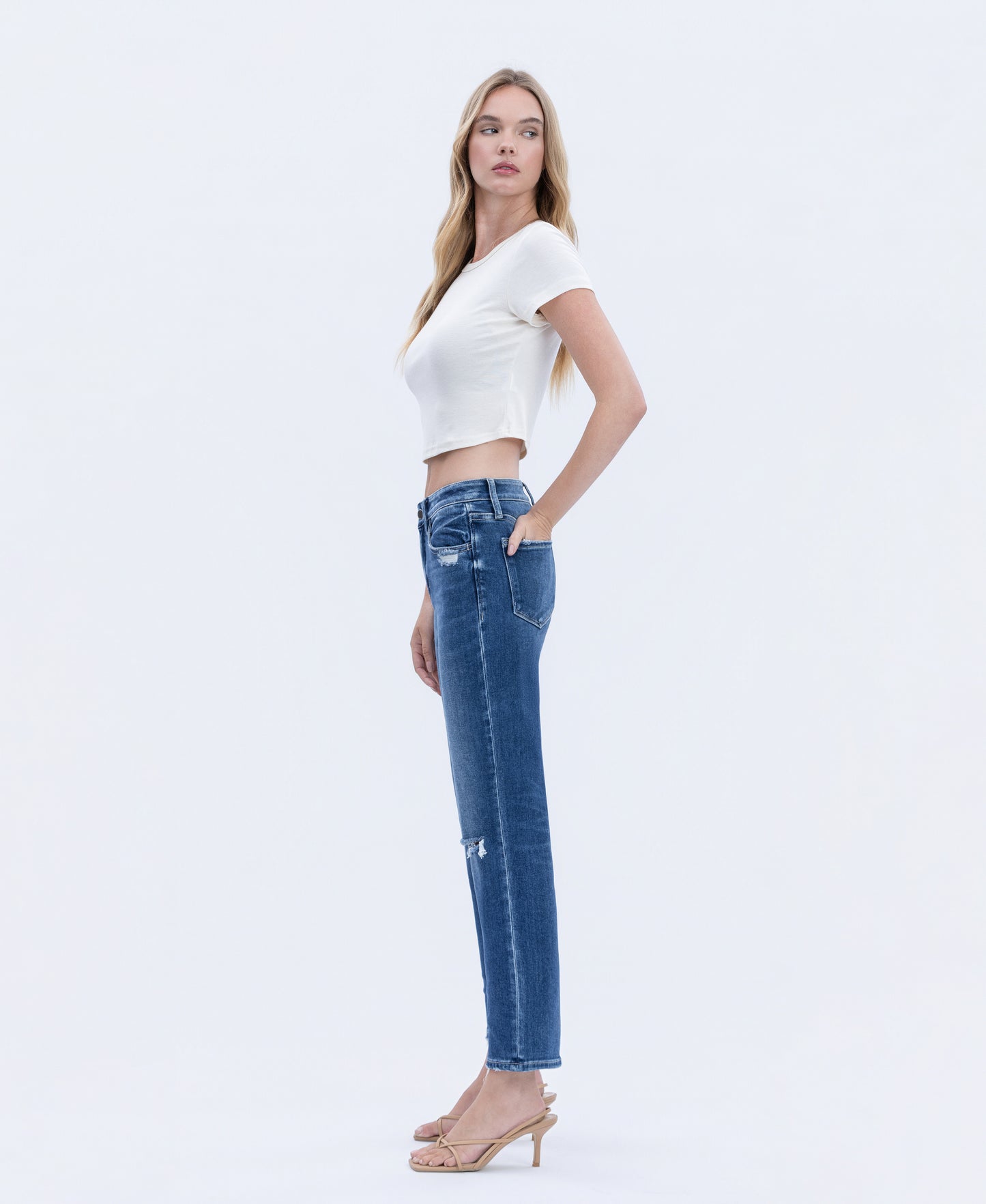 Left side product images of Accumulate - High Rise Ankle Straight Jeans