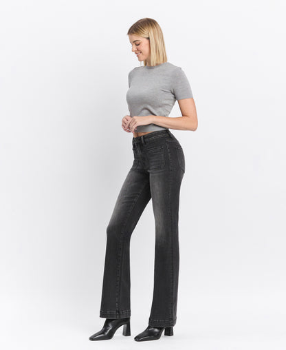 Left 45 degrees product image of Regenerate - High Rise Patch Pocket Flare Jeans