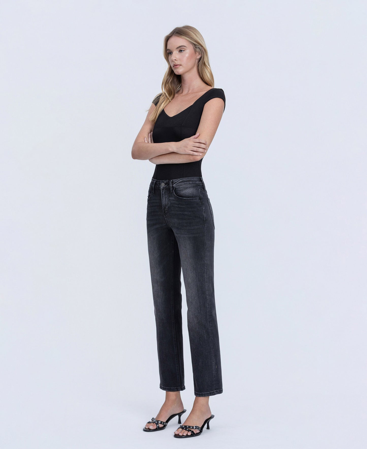 Left 45 degrees product image of Luminary - High Rise Ankle Straight Jeans