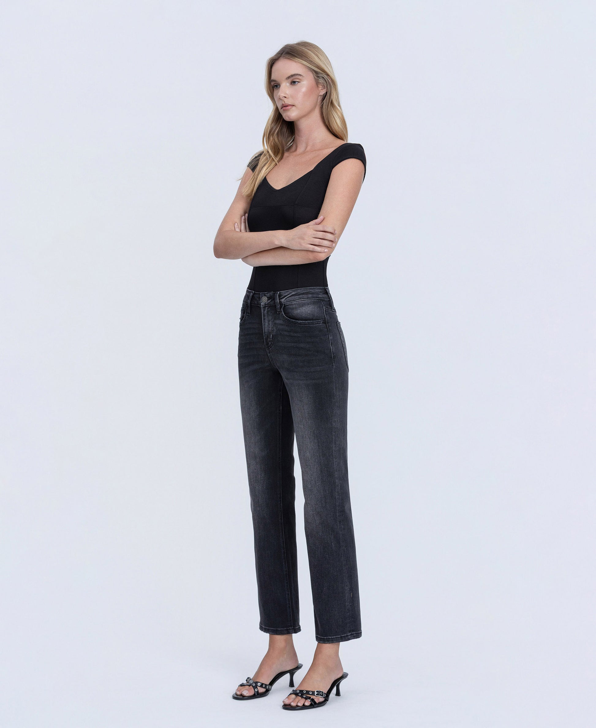 Left 45 degrees product image of Luminary - High Rise Ankle Straight Jeans