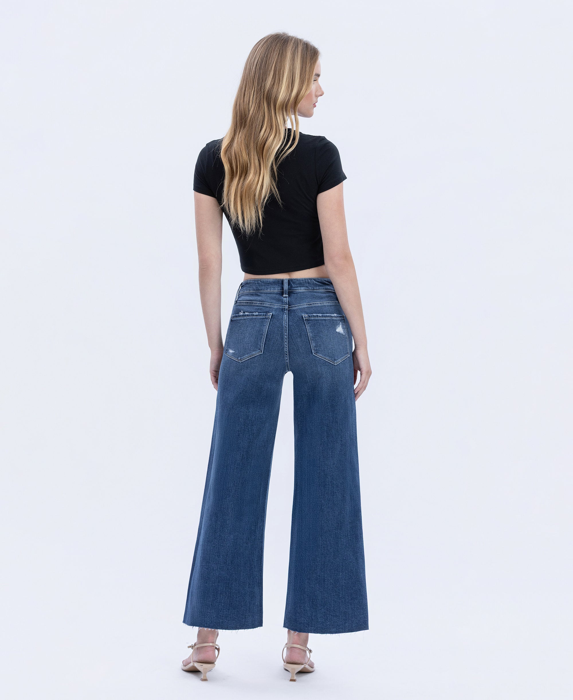 Flying Monkey Interlude High Rise Clean Cut Raw Hem Crop Wide Leg