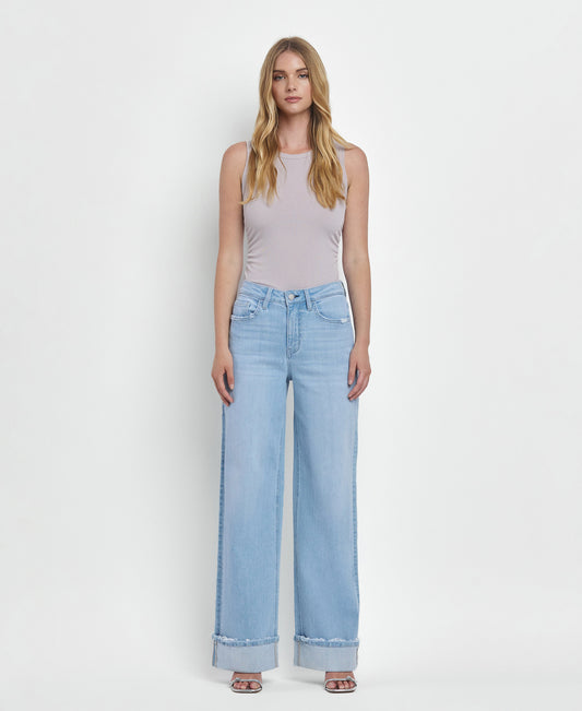Front product images of Intrepid - Super High Rise Cuffed Baggy Wide Leg Jeans
