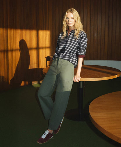 editoiral image of Deep Forrest - Super High Rise Elastic Band Barrel Leg Jeans