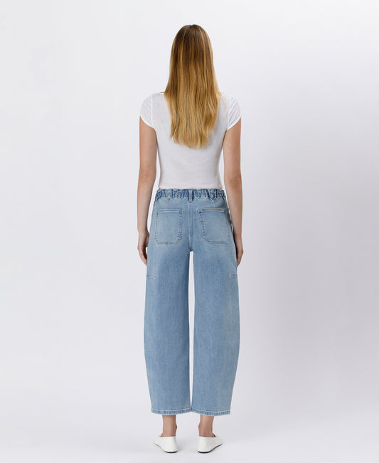 Back product images of Accomplishments - Super High Rise Elastic Band Barrel Leg Jeans