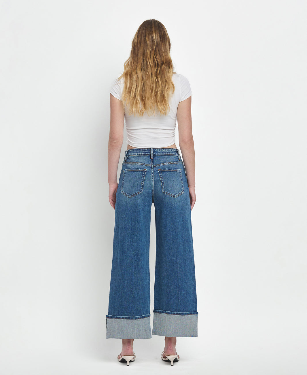 High Rise Cuffed Wide Leg Jeans - Flying Monkey
