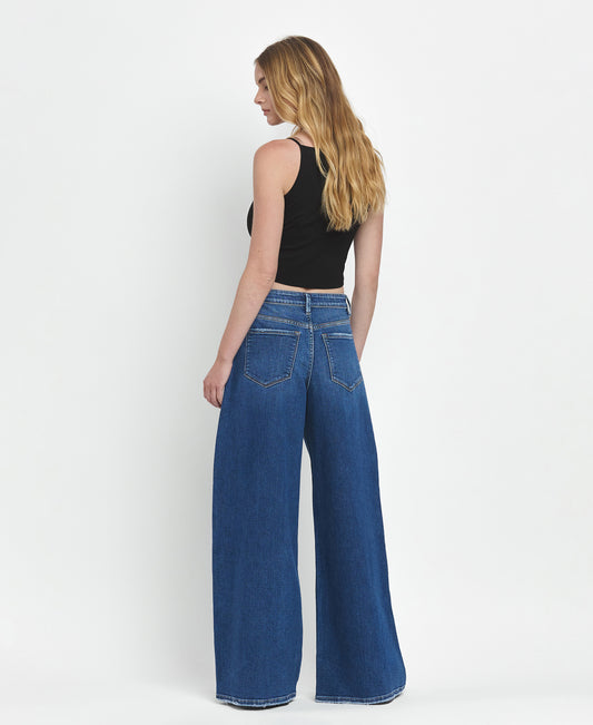 Back product images of Arosa - Super High Rise Pleated Wide Leg Jeans