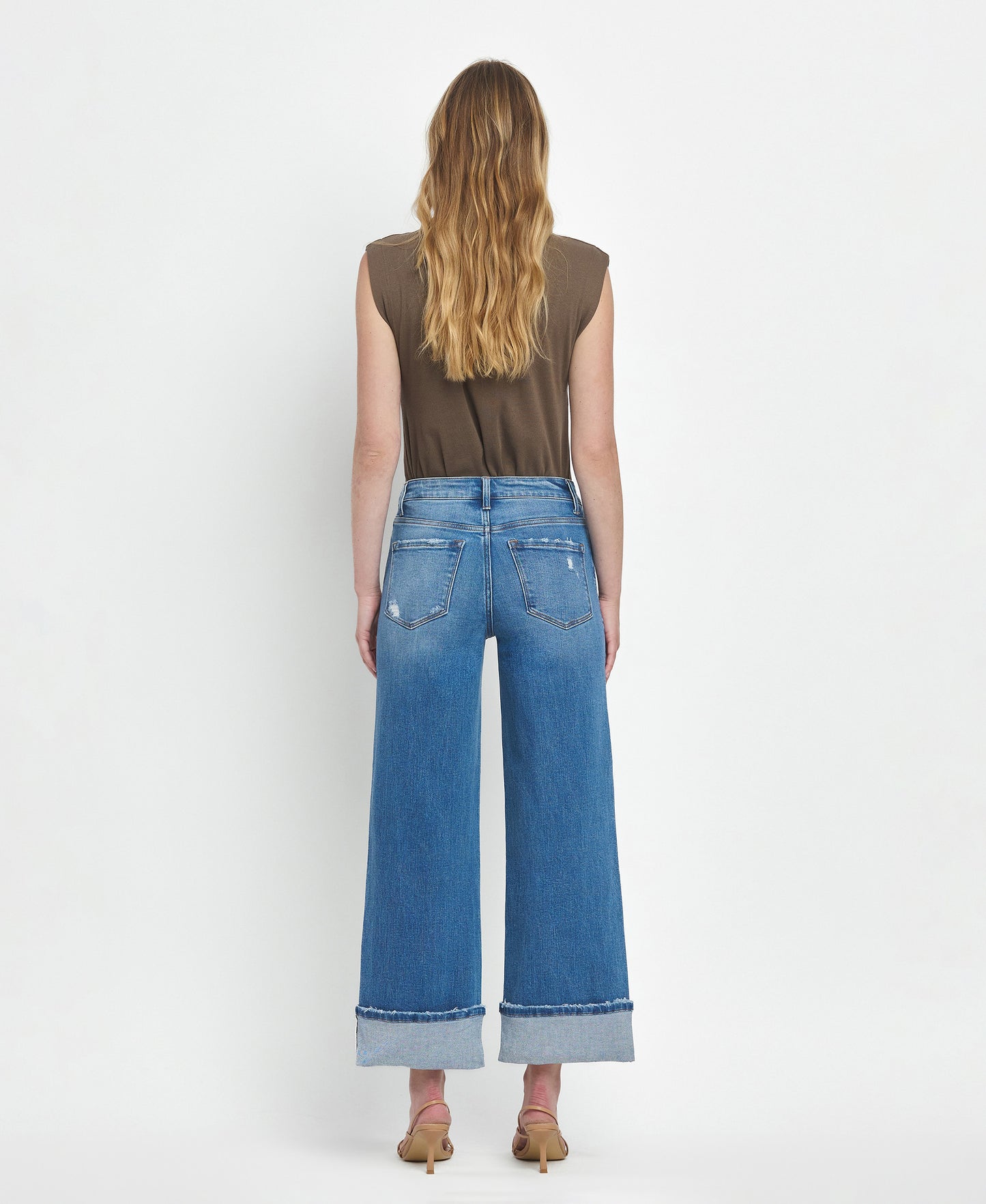 Back product images of Moorland - High Rise Cuffed Wide Leg Jeans