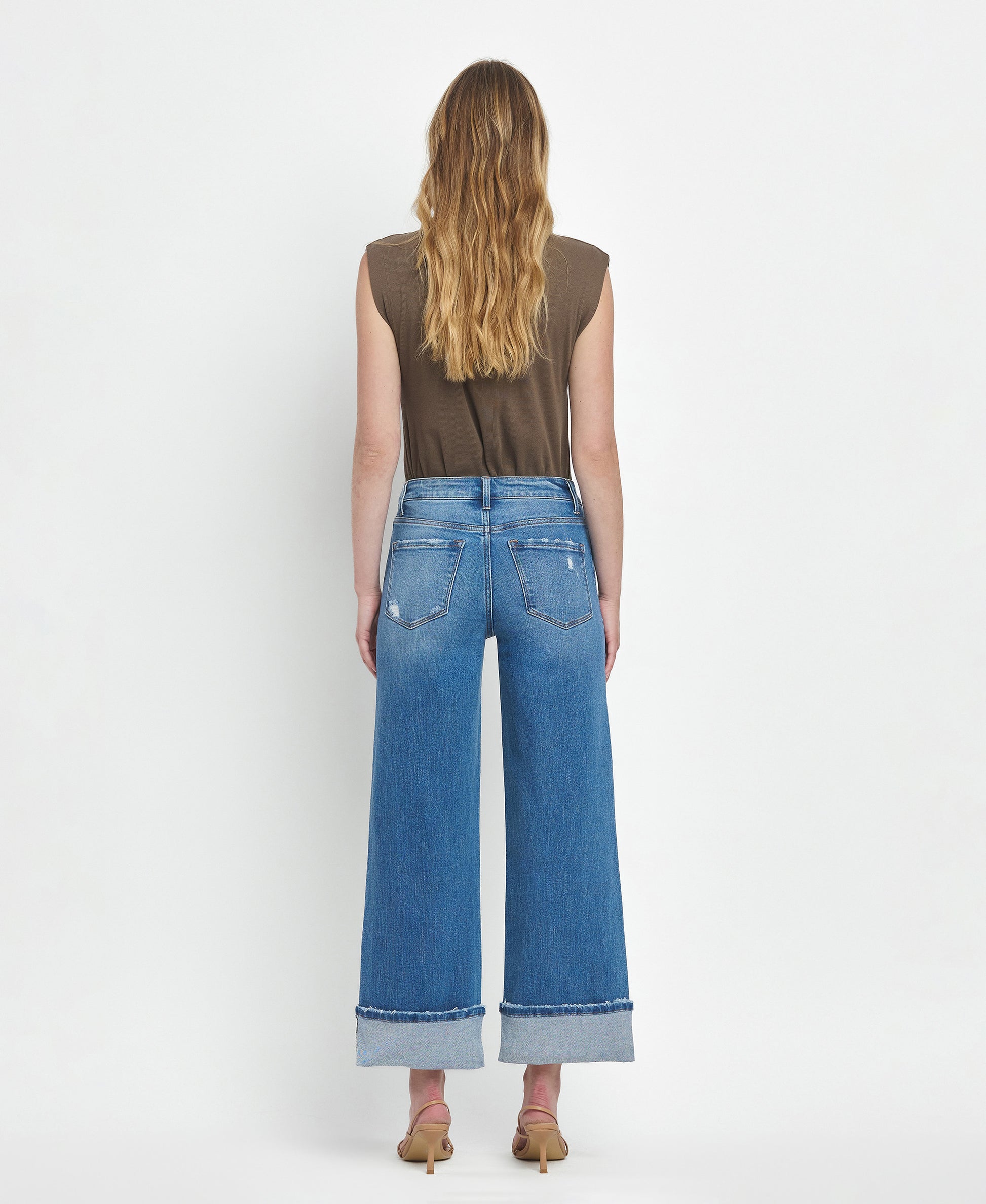 Back product images of Moorland - High Rise Cuffed Wide Leg Jeans