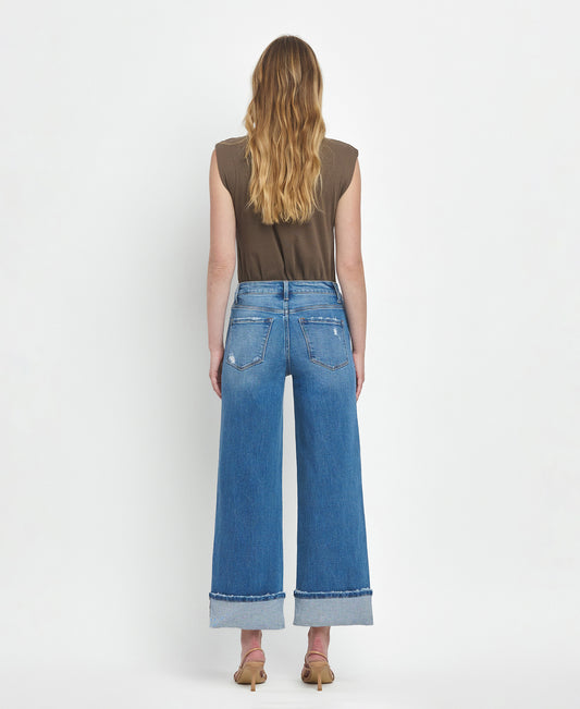 Back product images of Moorland - High Rise Cuffed Wide Leg Jeans