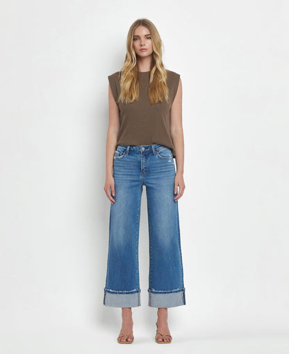 Front product images of Moorland - High Rise Cuffed Wide Leg Jeans