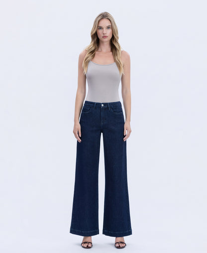 Front product images of Linden - High Rise Seamless WB Trouser Hem Wide Leg Jeans