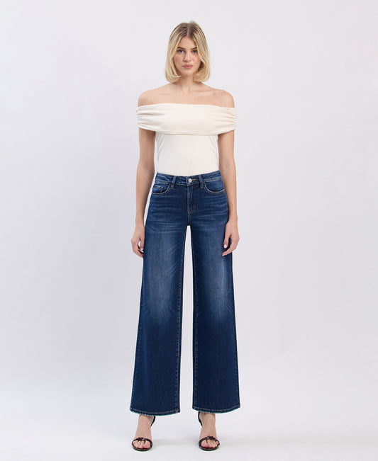 Front product images of Flying Bird - High Rise Full Length Wide Leg Jeans