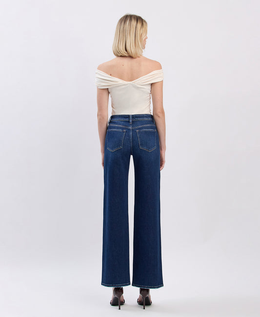Back product images of Flying Bird - High Rise Full Length Wide Leg Jeans