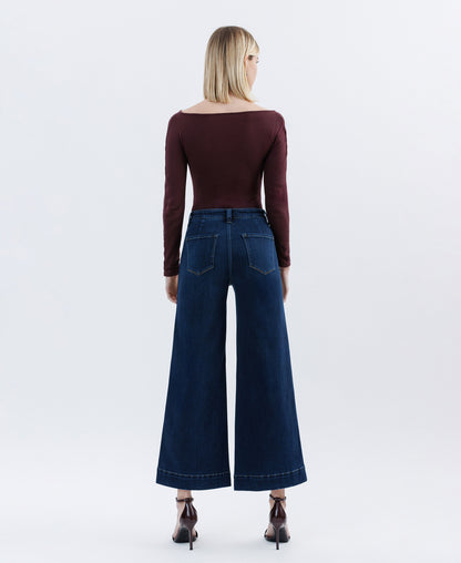 Back product images of Unassuming - High Rise Ankle Wide Leg Jeans