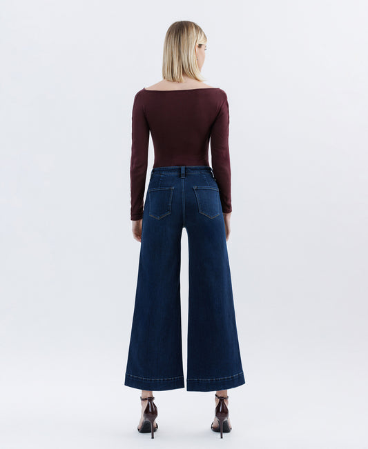 Back product images of Unassuming - High Rise Ankle Wide Leg Jeans