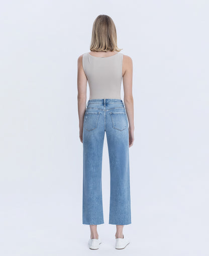 Back product images of Peggy - High Rise Raw Hem Crop Slim Wide Leg Jeans