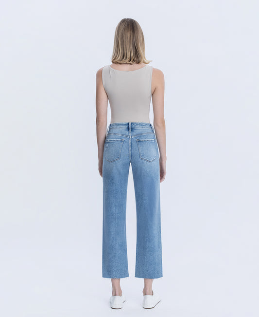 Back product images of Peggy - High Rise Raw Hem Crop Slim Wide Leg Jeans
