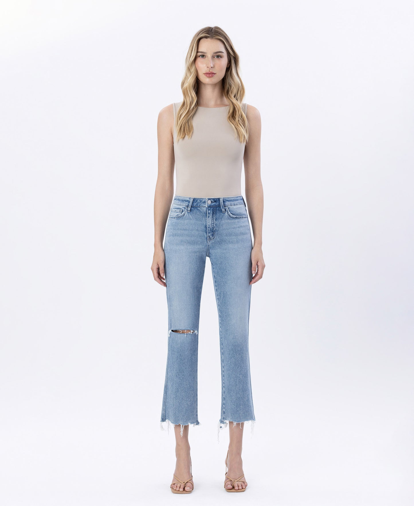 Front product images of Oilivers Twist - High Rise Distressed Crop Straight Jeans