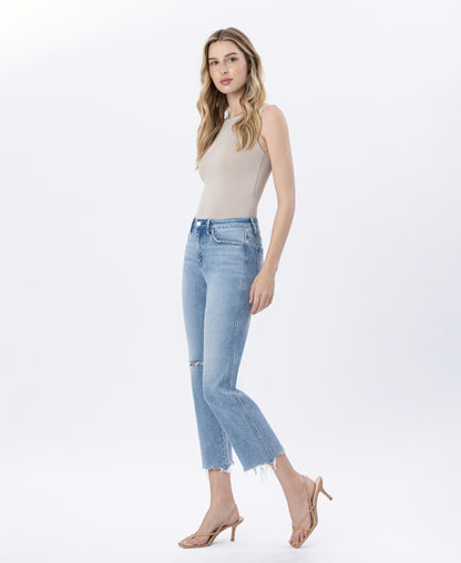 Left 45 degrees product image of Oilivers Twist - High Rise Distressed Crop Straight Jeans