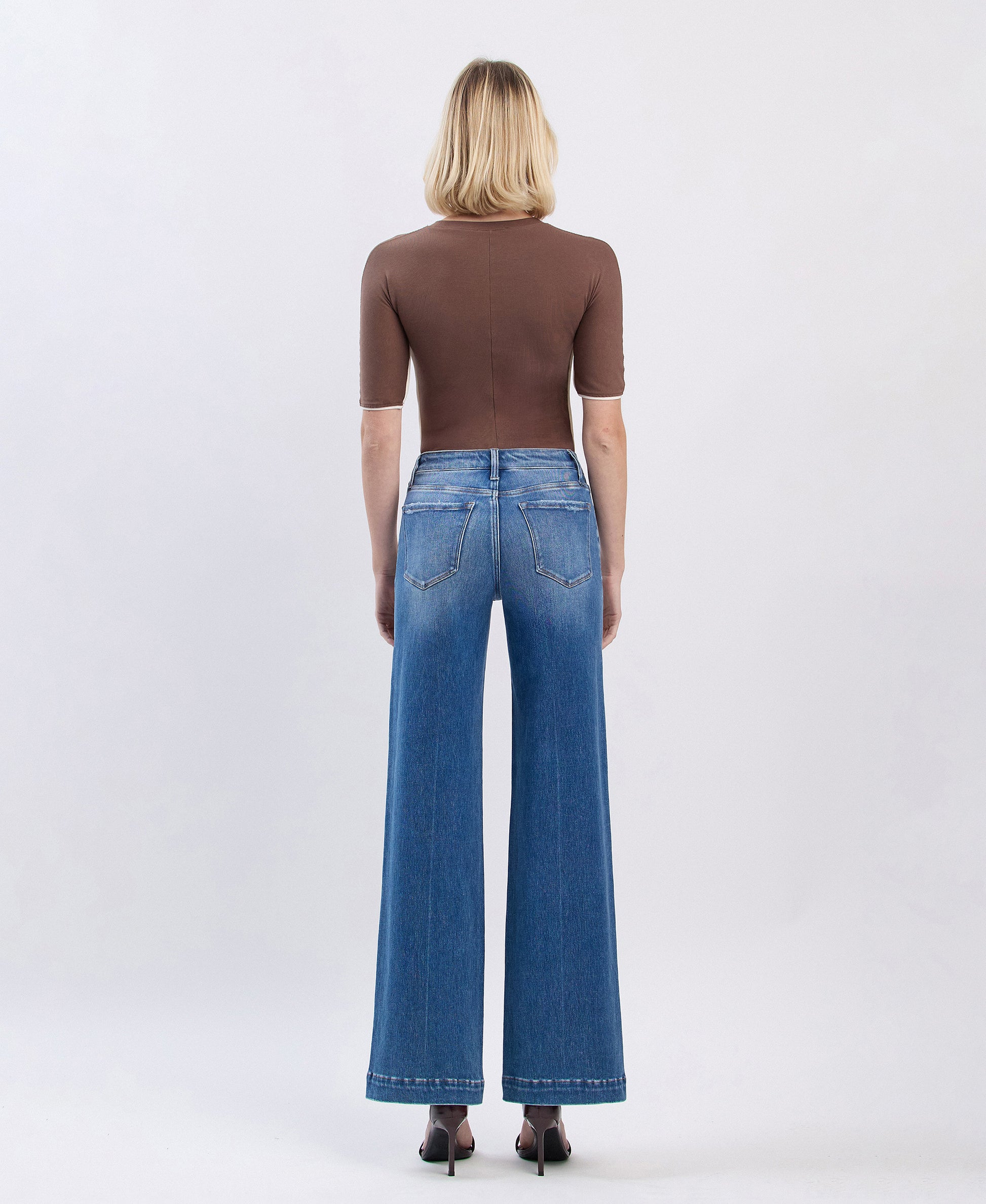Back product images of Lottery - High Rise Trouser Hem Wide Leg Jeans