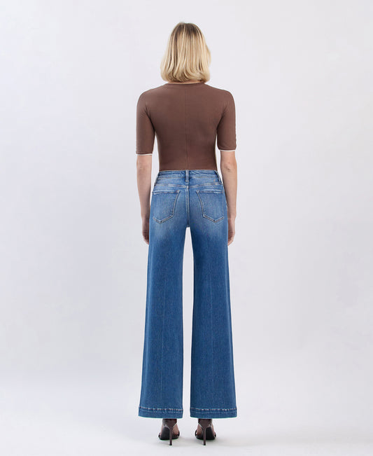 Back product images of Lottery - High Rise Trouser Hem Wide Leg Jeans