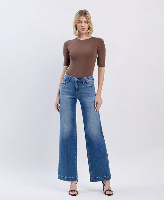 Front product images of Lottery - High Rise Trouser Hem Wide Leg Jeans
