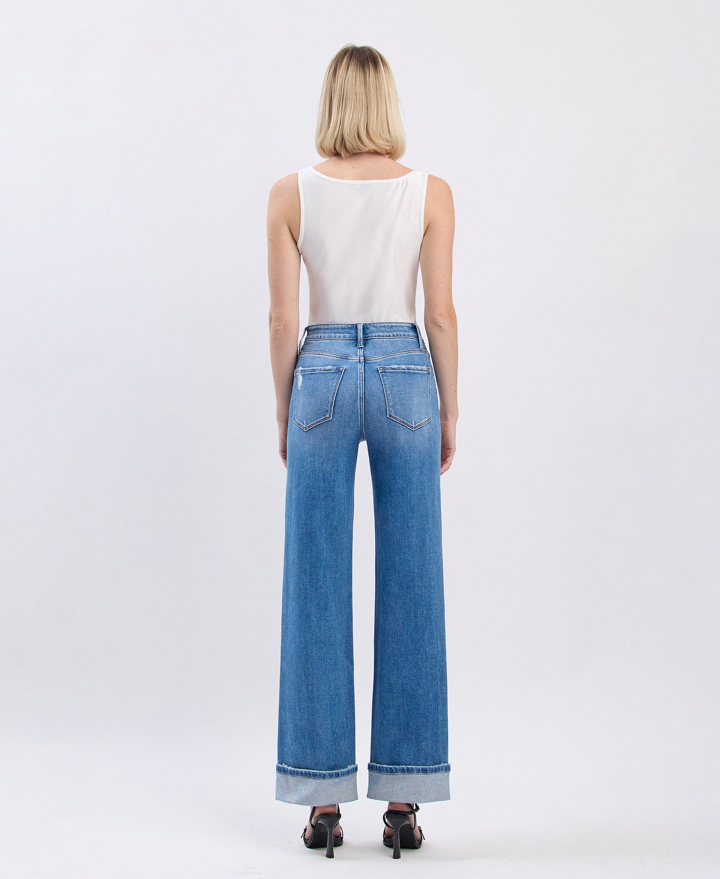 Back product images of 
Westbury - High Rise Cuffed Wide Leg Jeans