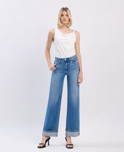 Front product images of Westbury - High Rise Cuffed Wide Leg Jeans