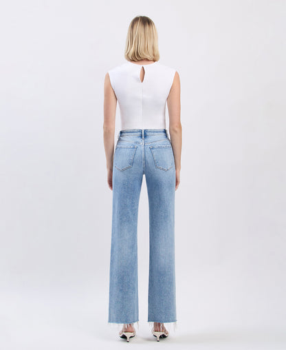 Back product images of Glorietta - High Rise Distressed Slim Wide Leg Jeans