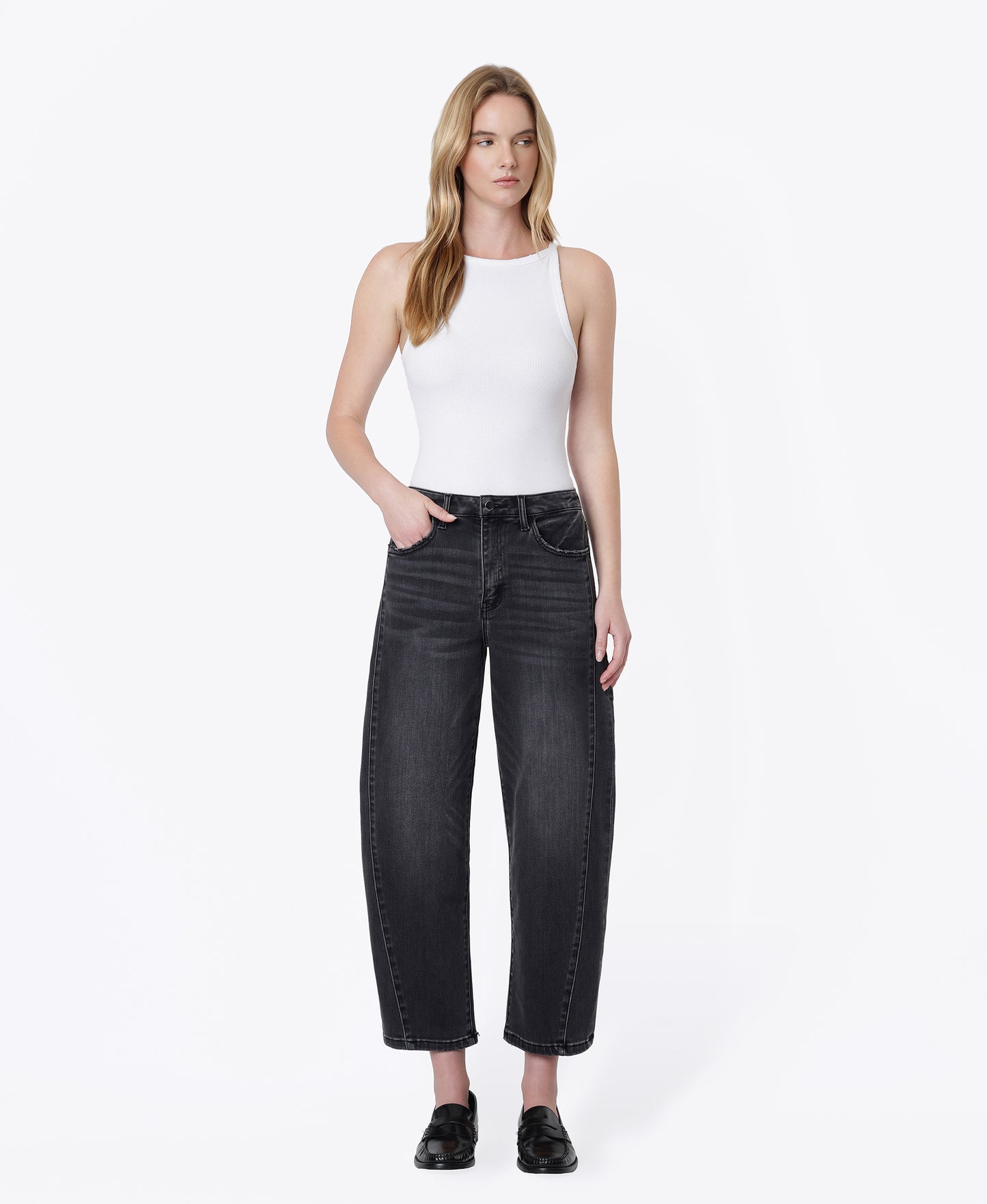 Front product images of Pontoon - Super High Rise Mild Barrel Leg Jeans