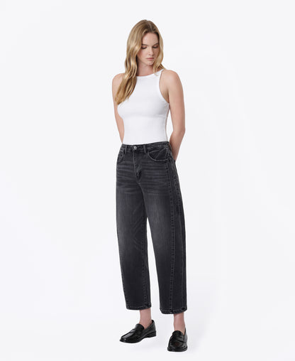 Left 45 degrees product image of Pontoon - Super High Rise Mild Barrel Leg Jeans