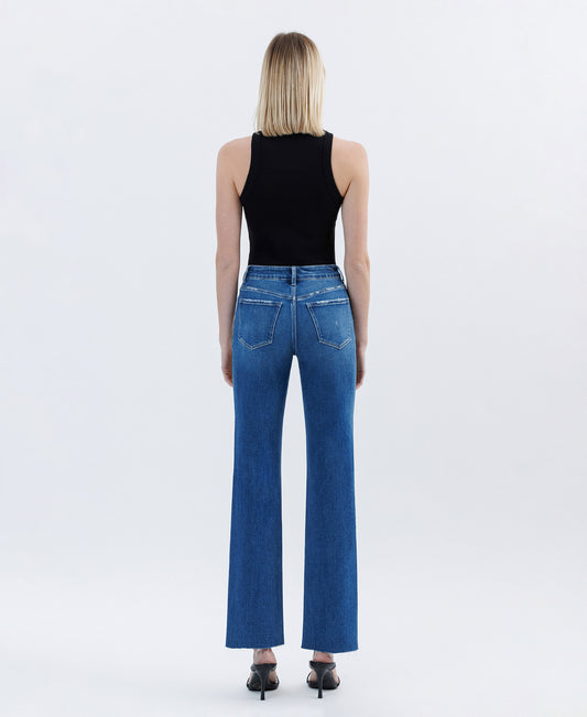 Back product images of Raptureously - High Rise Clean Cut Raw Hem Straight Jeans