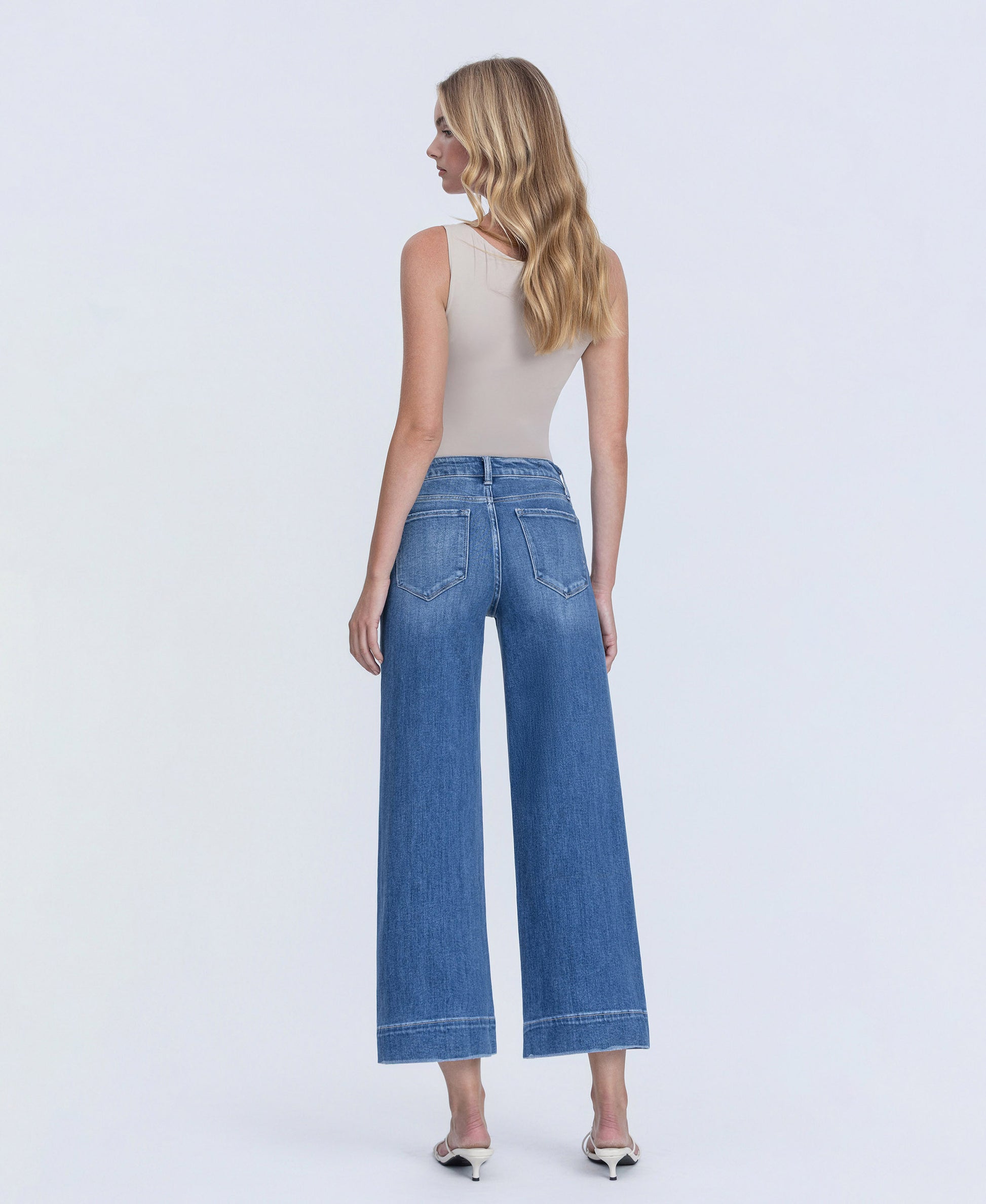 Let It Rain - High Rise Crop Wide Leg Trouser Jeans