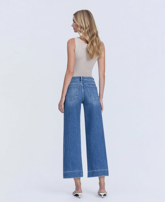 Let It Rain - High Rise Crop Wide Leg Trouser Jeans