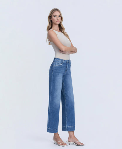 Let It Rain - High Rise Crop Wide Leg Trouser Jeans