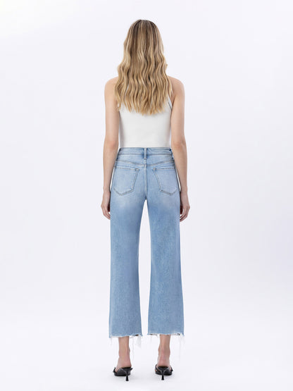Back product images of Ezra - High Rise Distressed Crop Slim Wide Leg Jeans
