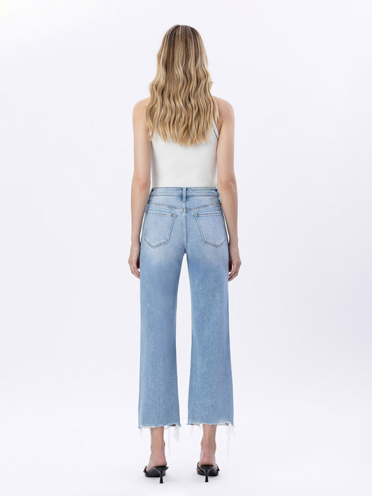 Back product images of Ezra - High Rise Distressed Crop Slim Wide Leg Jeans