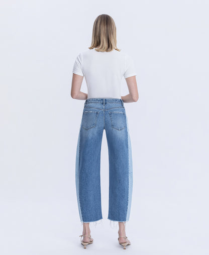 Back product images of Blue Memoir - High Rise Two Tone Barrel Jeans
