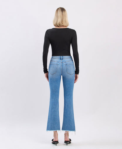 Back product images of Cedar Lane - High Rise Slant Raw Hem Crop Flare Jeans