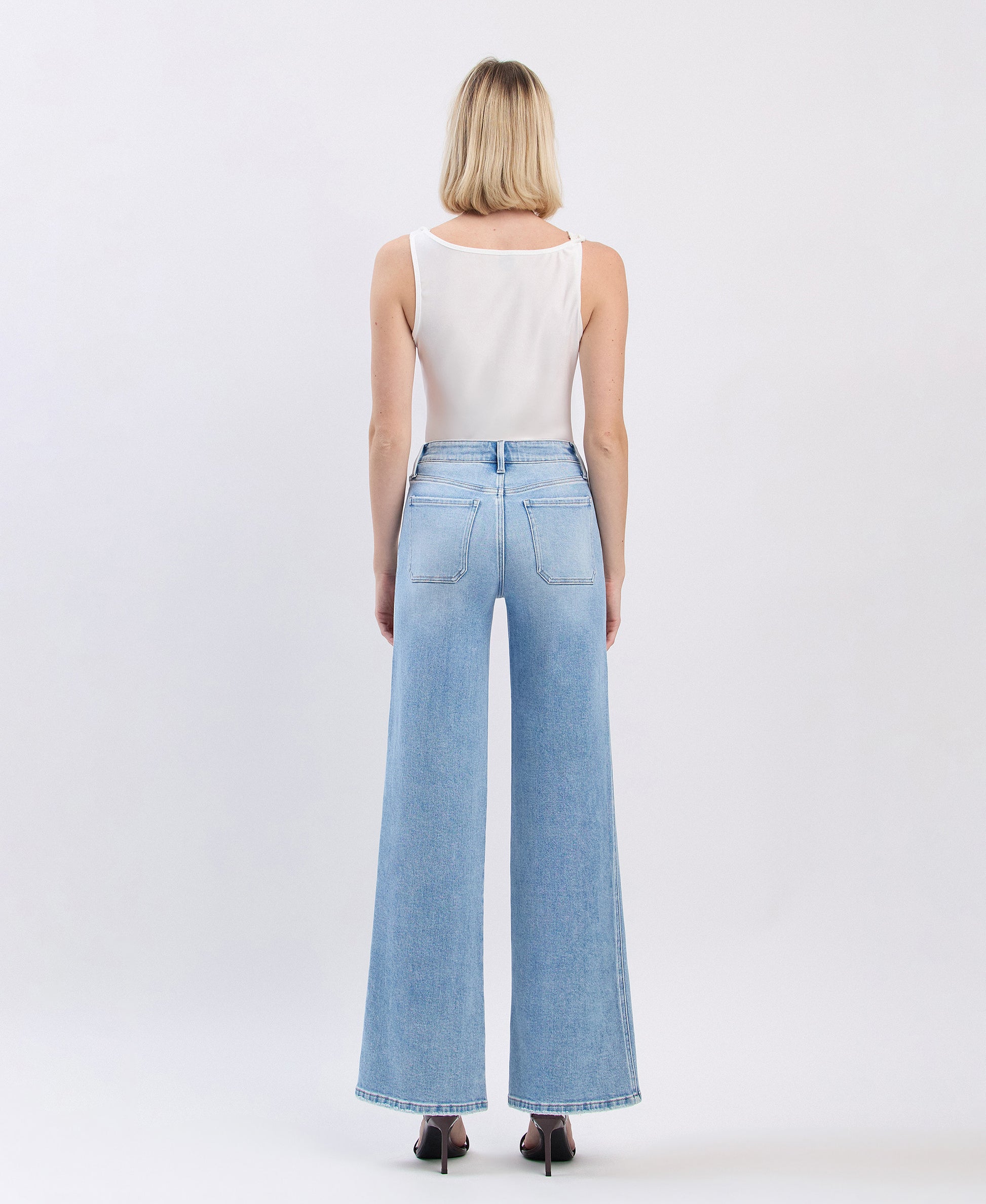 Back product images of Apus - High Rise Patch Pocket Wide Leg Jeans