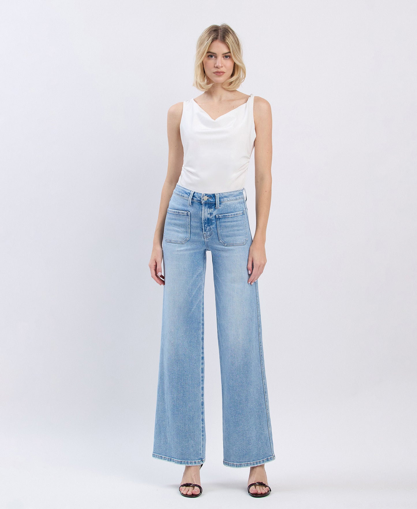 Front product images of Apus - High Rise Patch Pocket Wide Leg Jeans