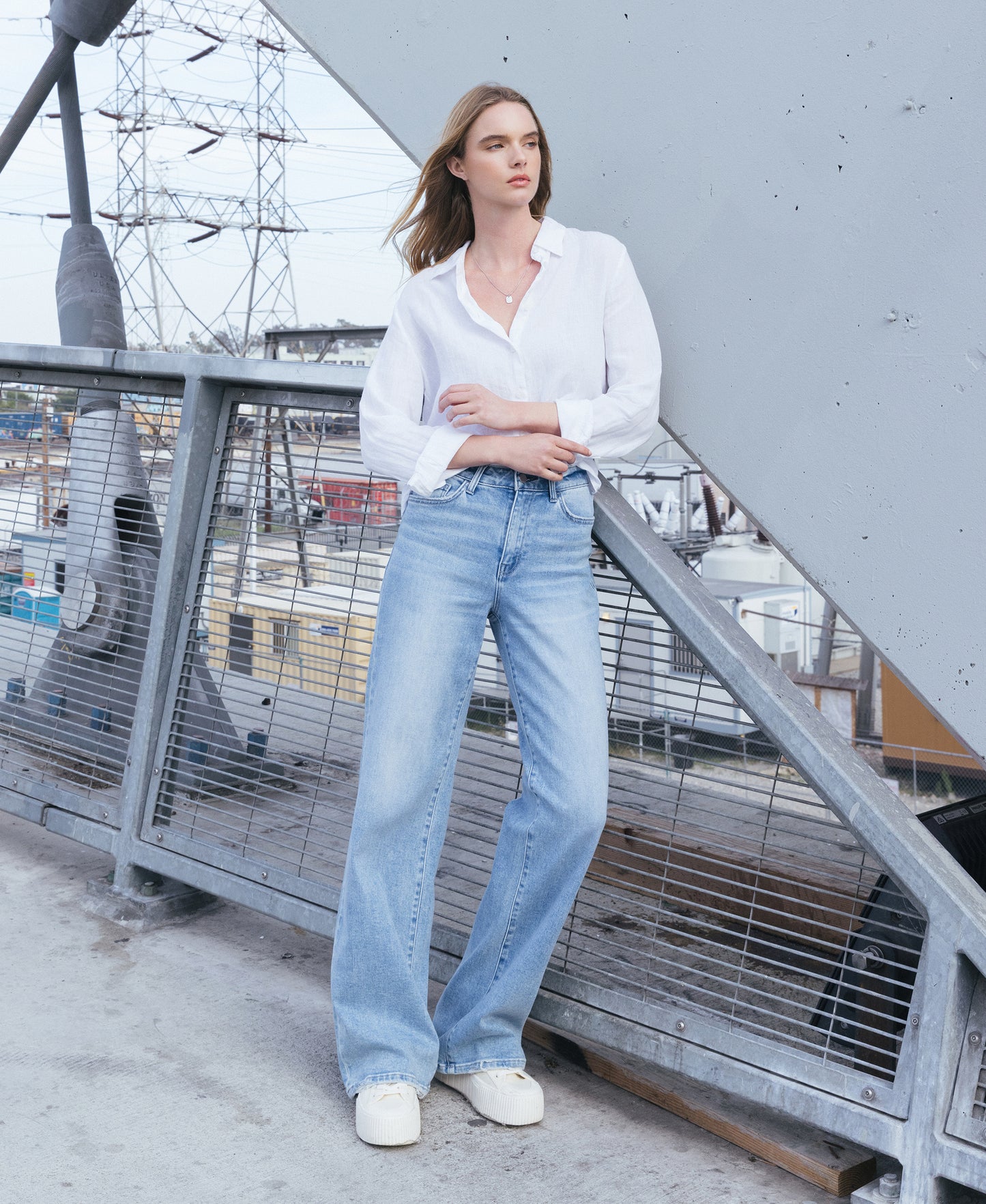 editorial image of Advantageous - High Rise Full Length Wide Leg Jeans