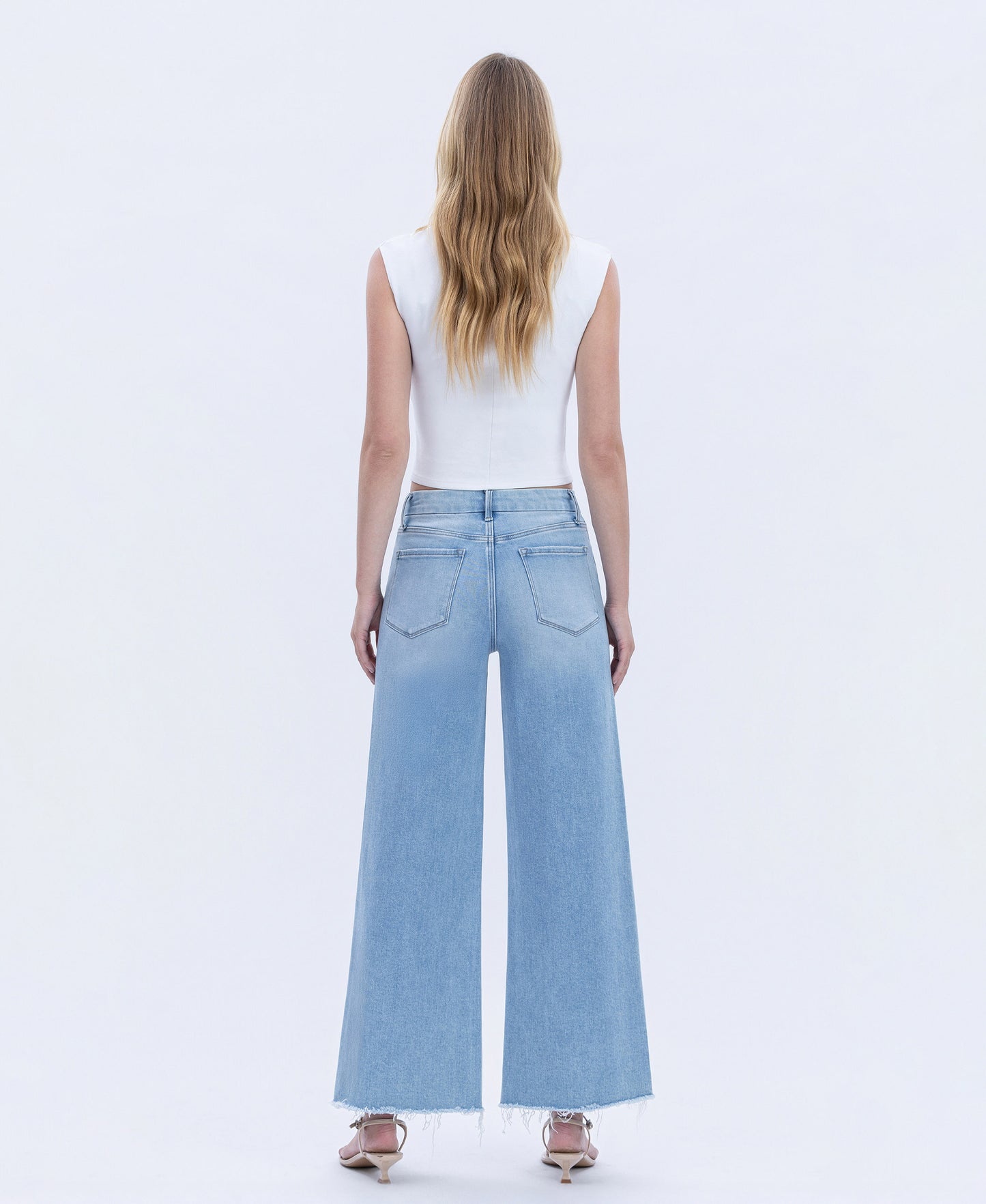 Back product images of Quieter - High Rise Seamless WB Raw Hem Wide Leg Jeans