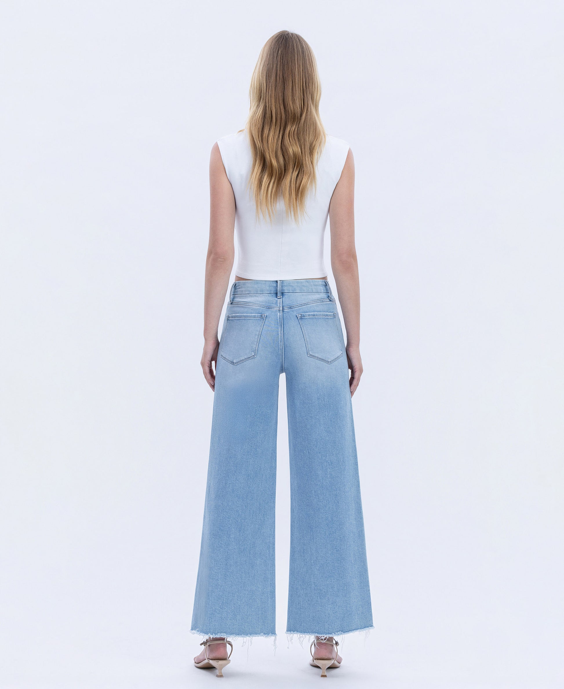 Back product images of Quieter - High Rise Seamless WB Raw Hem Wide Leg Jeans
