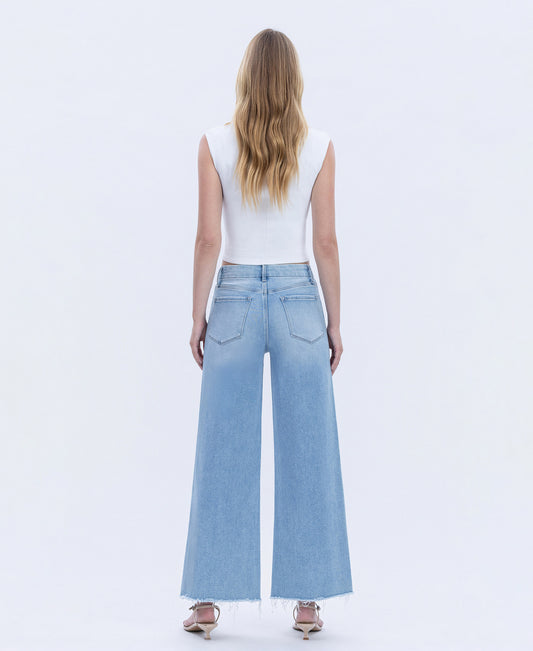 Back product images of Quieter - High Rise Seamless WB Raw Hem Wide Leg Jeans